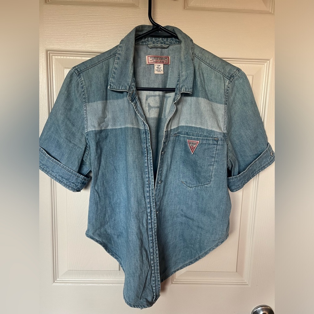 Guess blue Jean shirt